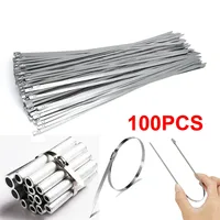 100Pcs Stainless Steel Cable Ties 4.6mm Heavy Duty Self-Locking Cable Zip Tie Multi-Purpose Metal Exhaust Wrap Locking Ties