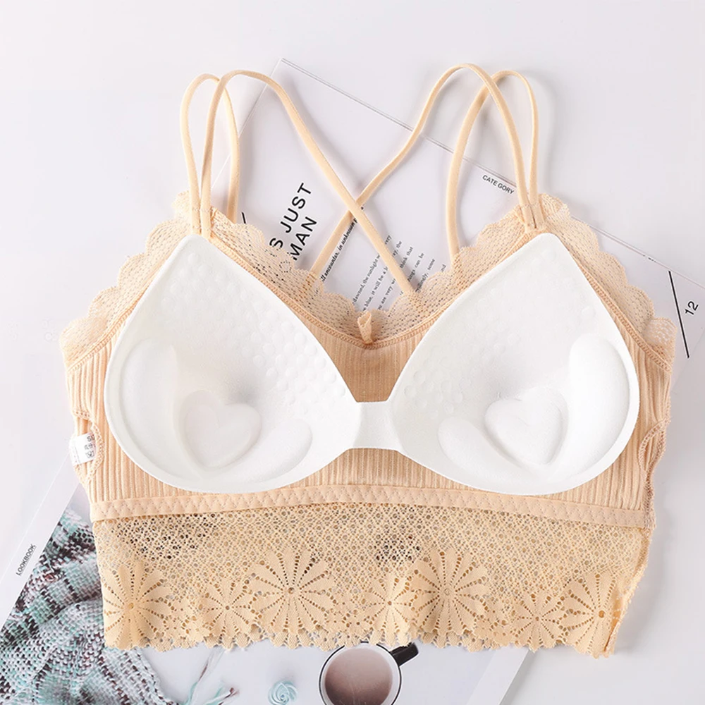 

Women Lace Sports Bra Comfort Cotton Women Bra Tops Women Gym Fitness Seamless Push Up Bra Beauty Back Padded Sports Top