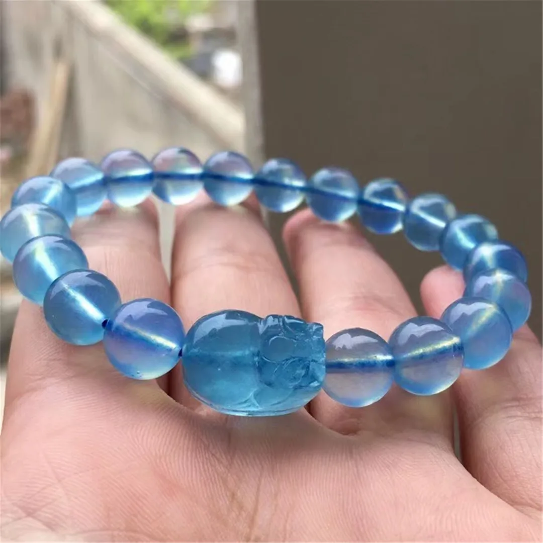 

9 мм Натуральная океанская синяя искусственная кожа для женщин и мужчин, подарок на удачу, хрустальные бусины PiXiu/PiYao, искусственные камни AAAAA
