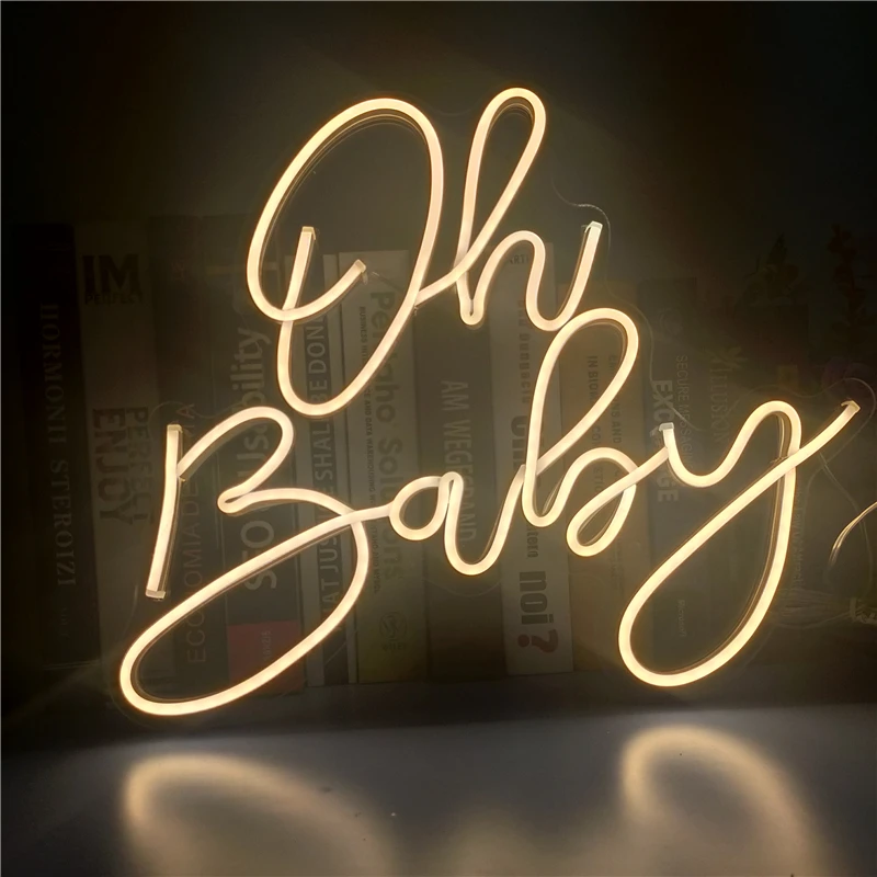 

Oh Baby Neon Sign Light Custom Wedding Decoration Thanksgiving outfits Led Lamp Text Wall Aesthetic Room Decor mural For Party