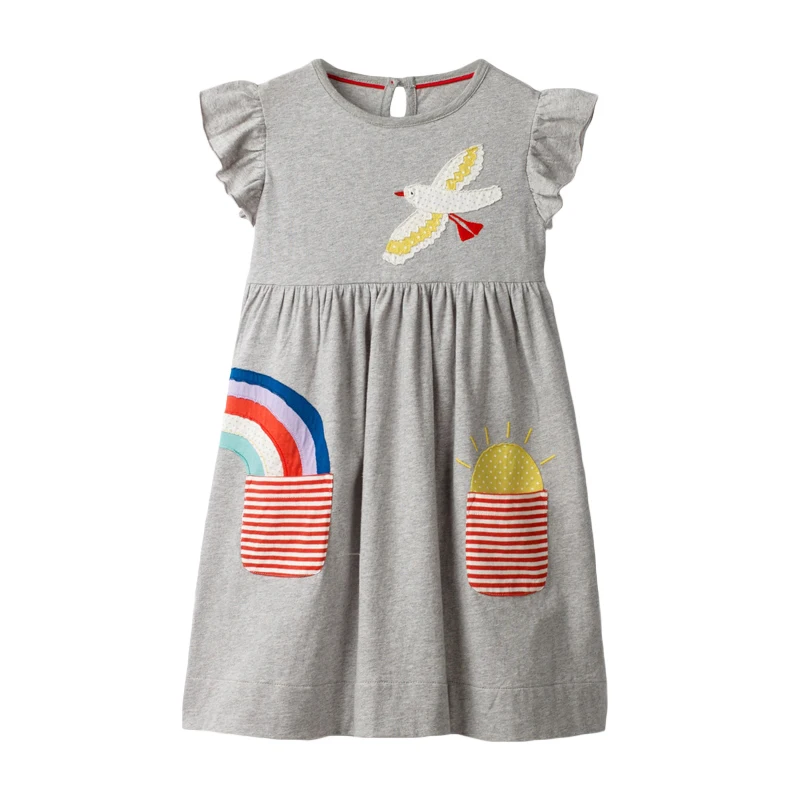 S0661 same picture Little maven Dress Baby Kids Girls Animal Butterfly Flower Dress Summer Toddler Girl's Fancy Elegant Dress Pocket Clothes - Цвет: S0661 same picture