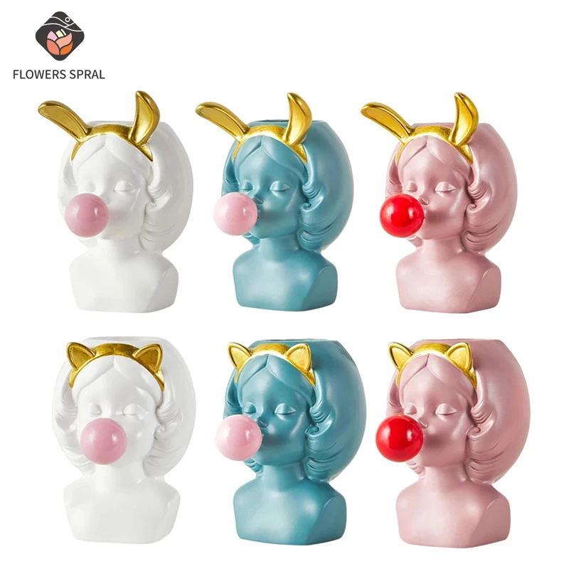 

Creative Resin Flower Pot Home Decoration Blowing Bubbles Cute Girl Decoration Flower Pot Desktop Multi-Function Flower Pot Gift