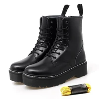 womens boots plus size motorcycle cowhide boots round head handsome retro short boots fashion platforms black boots botas mujer