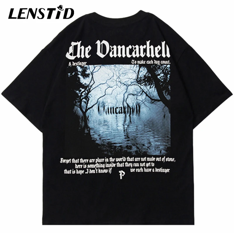 

Футболка LENSTID мужская оверсайз с коротким рукавом, повседневная хлопковая рубашка в стиле хип-хоп, уличная одежда с графическим принтом и на...