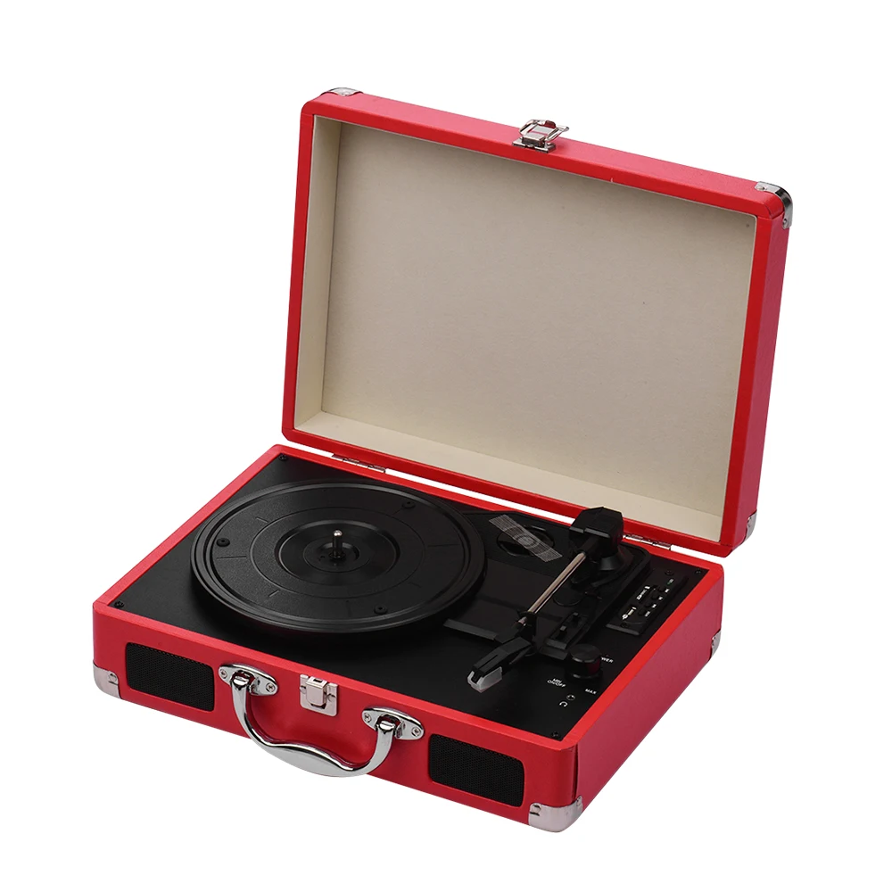 

Portable Turntable Record Player Classic Suitcase Style 3 Speed Record Player with Stereo Speakers USB Port Memory Card Slot