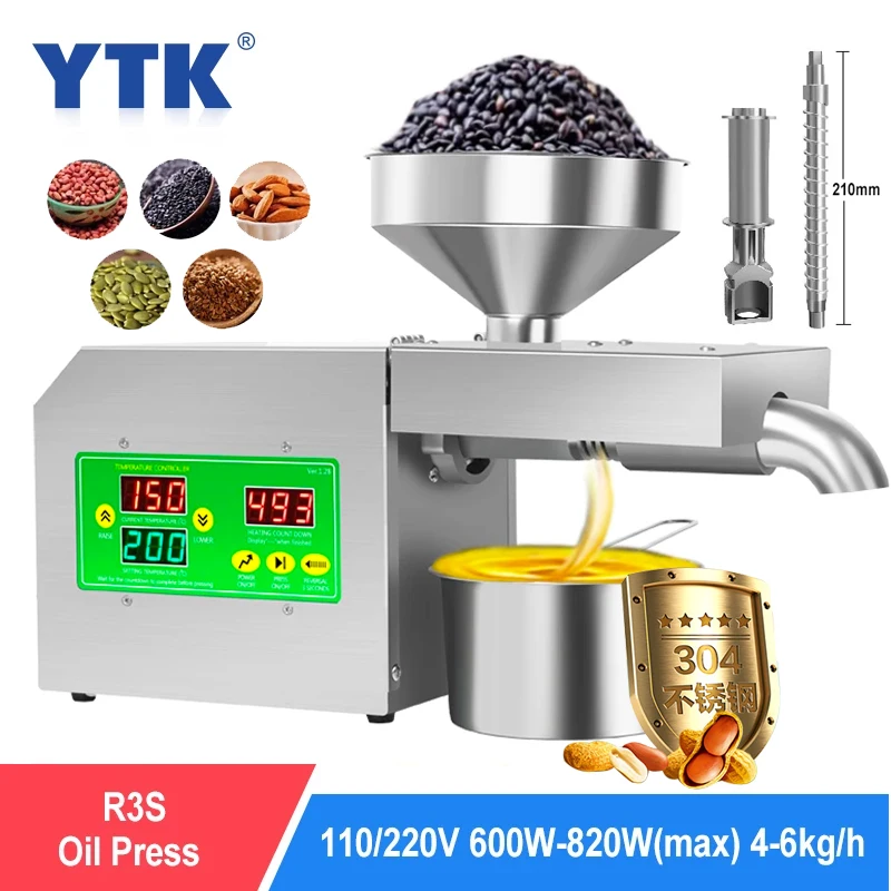 YTK New Cold Hot Press Oil Intelligent Temperature Control Stainless Steel Flax Seed Olive Kernel Coconut Meat | Бытовая техника