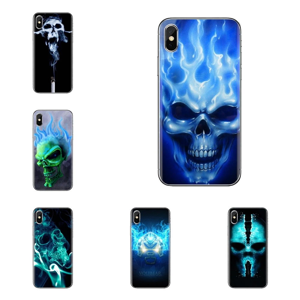 Soft Transparent Shell Covers For Huawei Honor 5A LYO-L21 Y6 II Compact Y5 2 Y5II Mate 10 Lite Nova 2i 9i Blue Skull Backgrounds