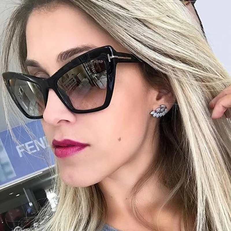 Очки солнцезащитные женские кошачий глаз брендовые дизайнерские модные