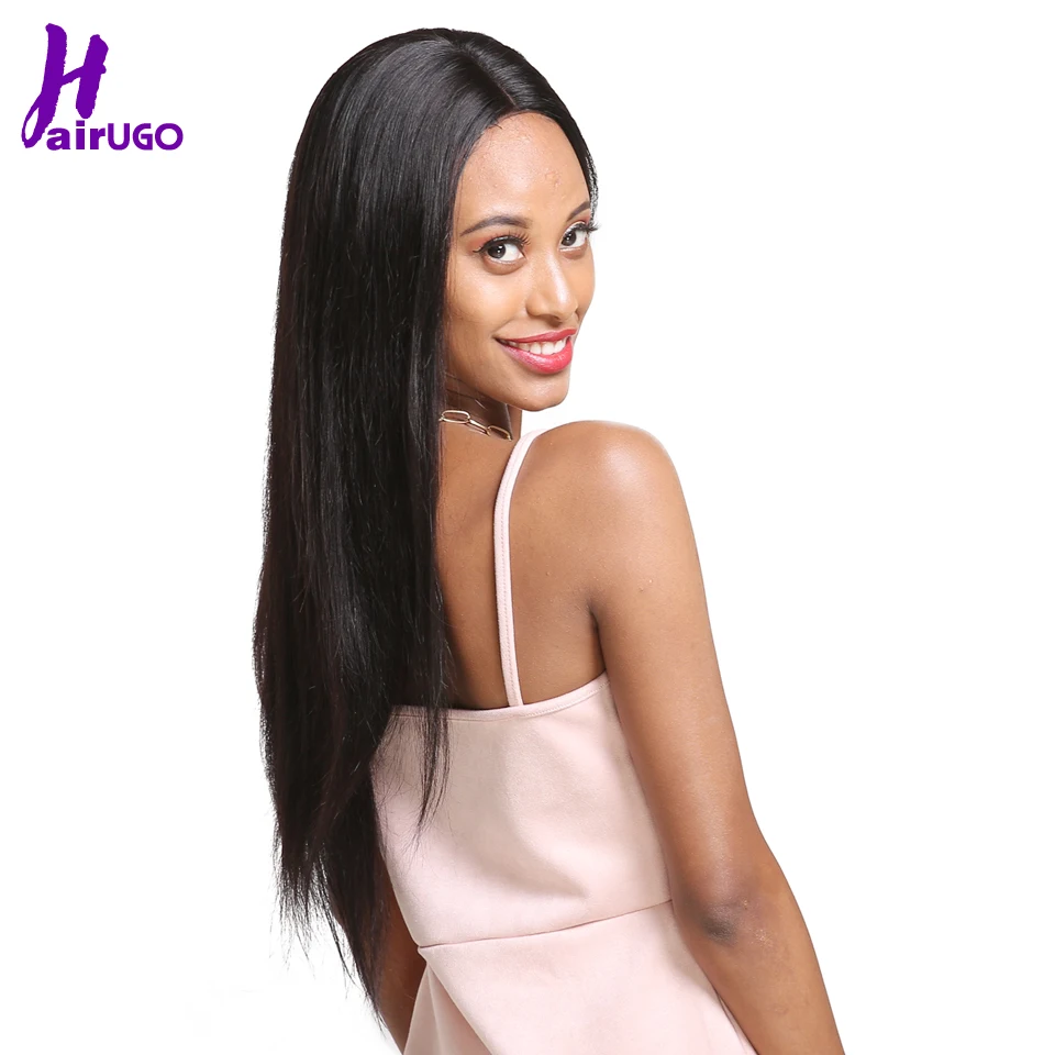 HairUGo малазийские прямые 2*6 шнурка часть парик предварительно выщипанные с волосами младенца не-remy шнурка человеческих волос парики для черных женщин средний коэффициент