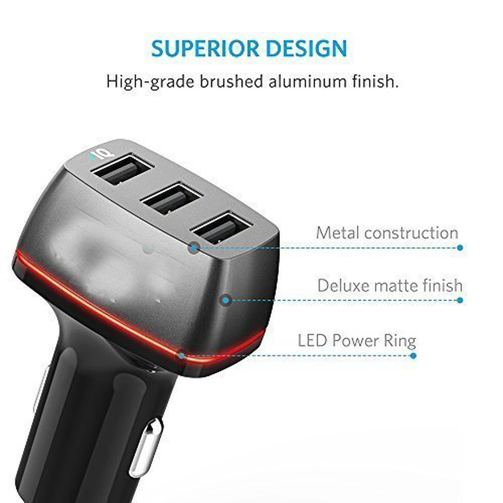 Автомобильное зарядное устройство PowerDrive + 3 36 Вт портовый USB для iPhone X/8/7/6s/Plus iPad Pro/Air