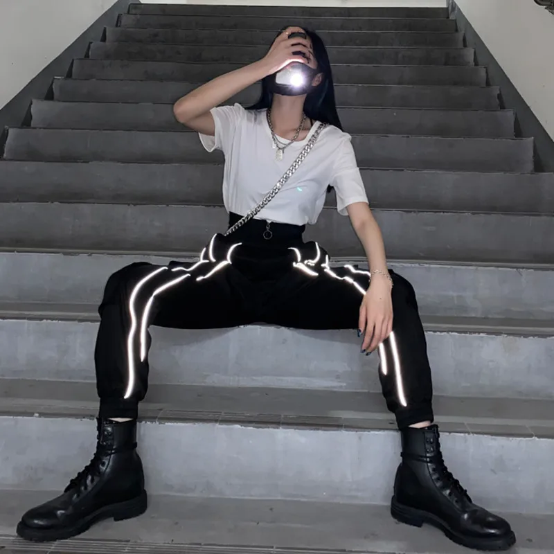 Женские Светоотражающие брюки-карго Y Demo Techwear с высокой талией модная одежда 2020 |