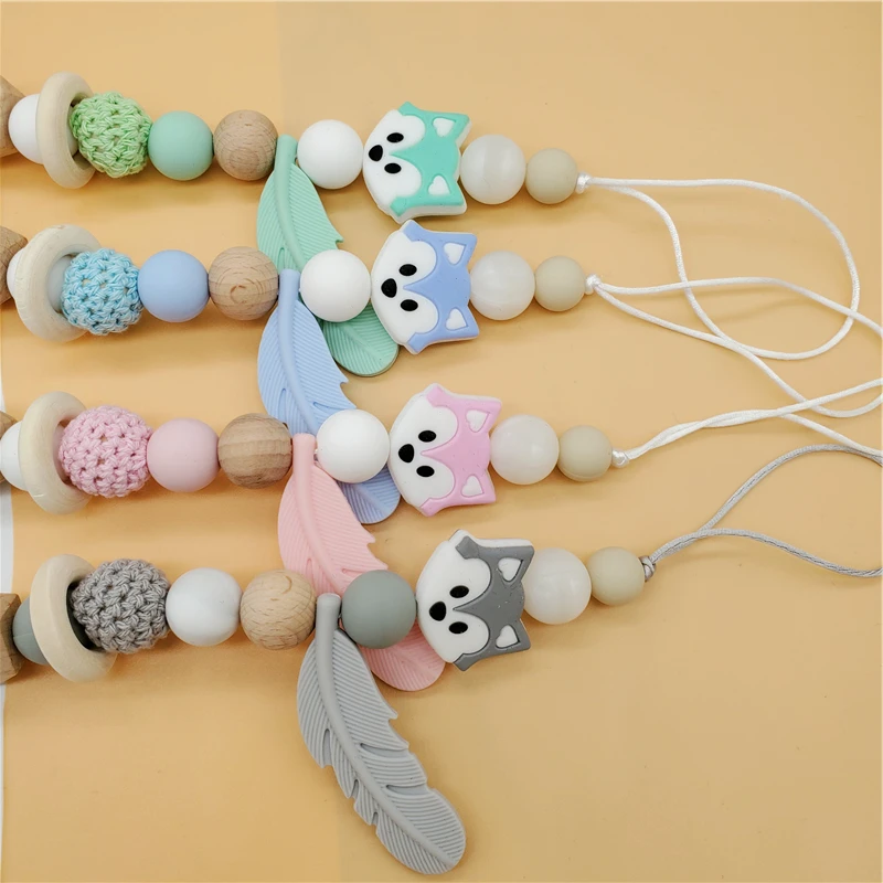 Силиконовая соска-пустышка с деревянными бусинами пустышка зажимом симпатичная