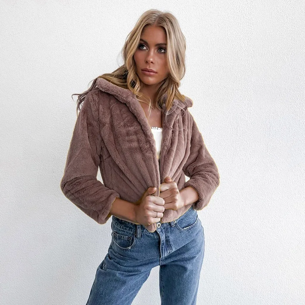 Элегантное пальто из искусственного меха для женщин Осень зима 2019 теплый мягкий