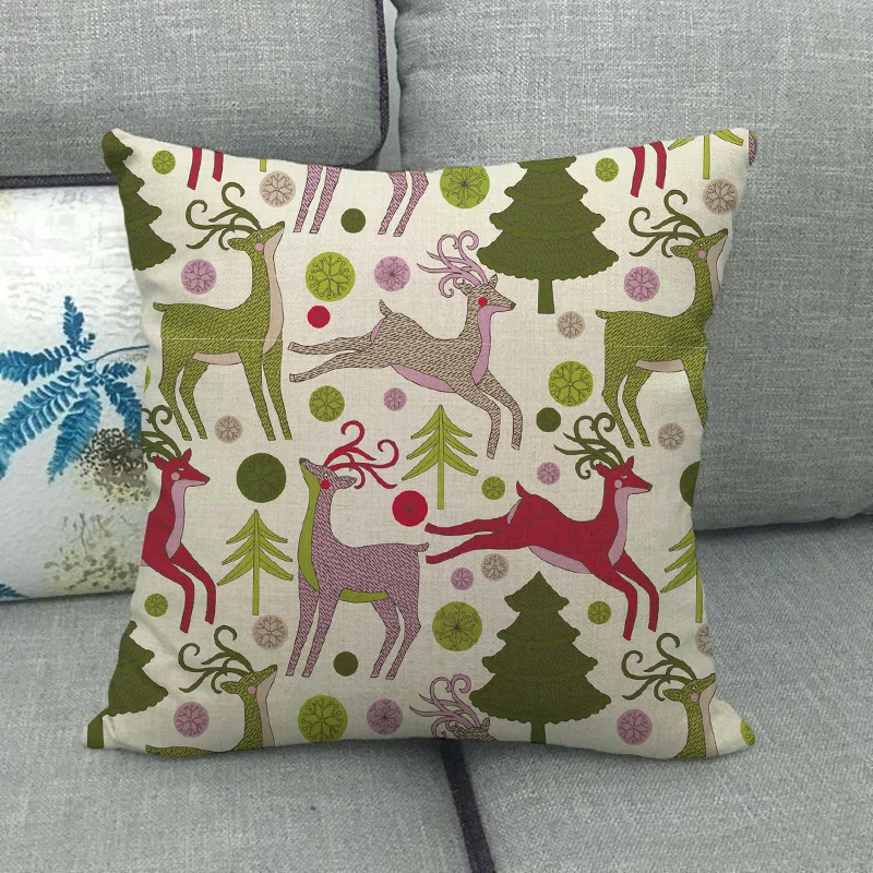 45 см * простой дизайн Рождественский олень льняные хлопковые наволочки для