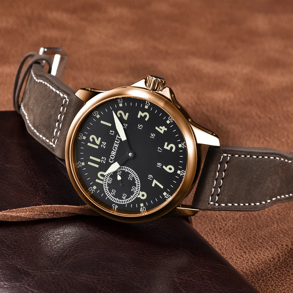 Роскошные Механические Мужские часы с ручным заводом corgтеле 45 мм ST3600 черный