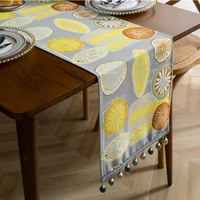european style table runner yellow lemon embroidered jacquard home furnishing fabric living room coffee table flag