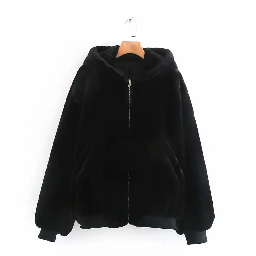 women winter velvet Double-sided wear jacket 2019 fashion girls ladies hoodied faux-fur pilot jackets female warm black outwears | Женская