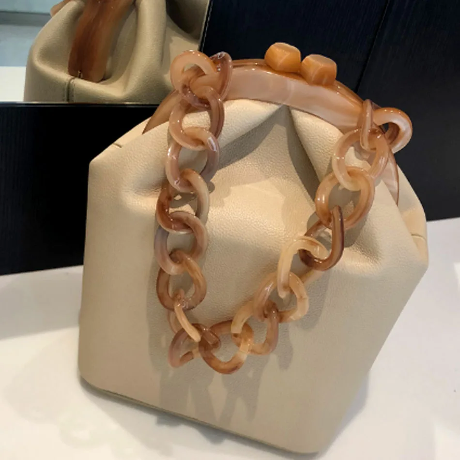 Женская Роскошная акриловая цепь ведро с ручкой сумки коробка из искусственной