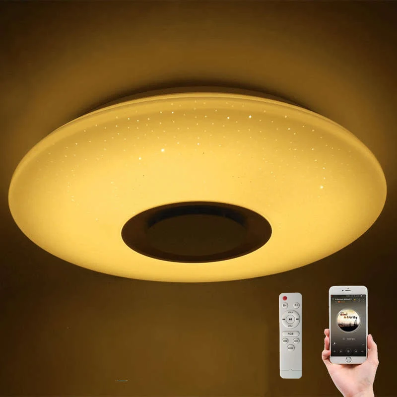 

Modern RGB Colorful Ceiling Light Bedroom Music Ceiling Lamp with Bluetooth Speaker Dimmable Home Decoration Living Room Lights