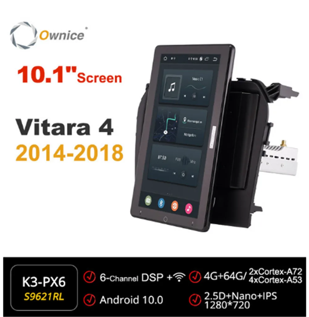 

1280*720 Android 10.0 Ownice 10.1Inch Rotation Autoradio 1 Din forSuzuki Vitara 4 2014 -2018 Car Radio Auto GPS Multimedia DSP