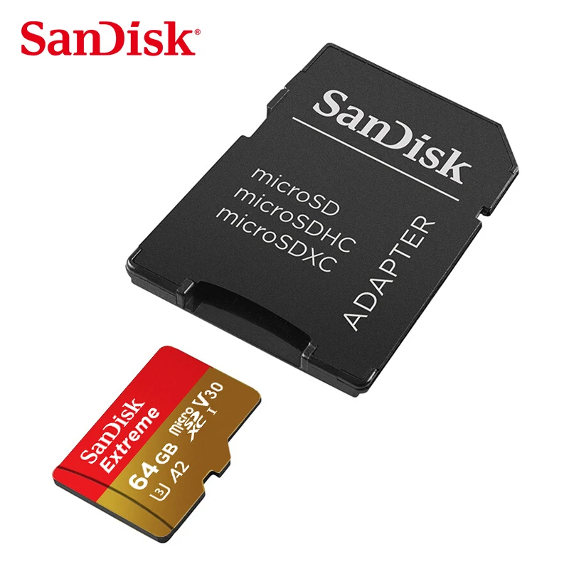 Original SanDisk Extreme Micro SDCard 128GB 64GB SDHC SDXC A2 U3 V30 Memory Card Max 160MB/s Microsd With SD Adapter images - 6