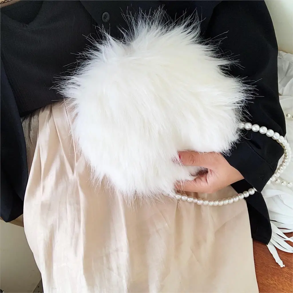 Сумка кросс-боди Женская с белыми жемчужинами мягкий круглый клатч из