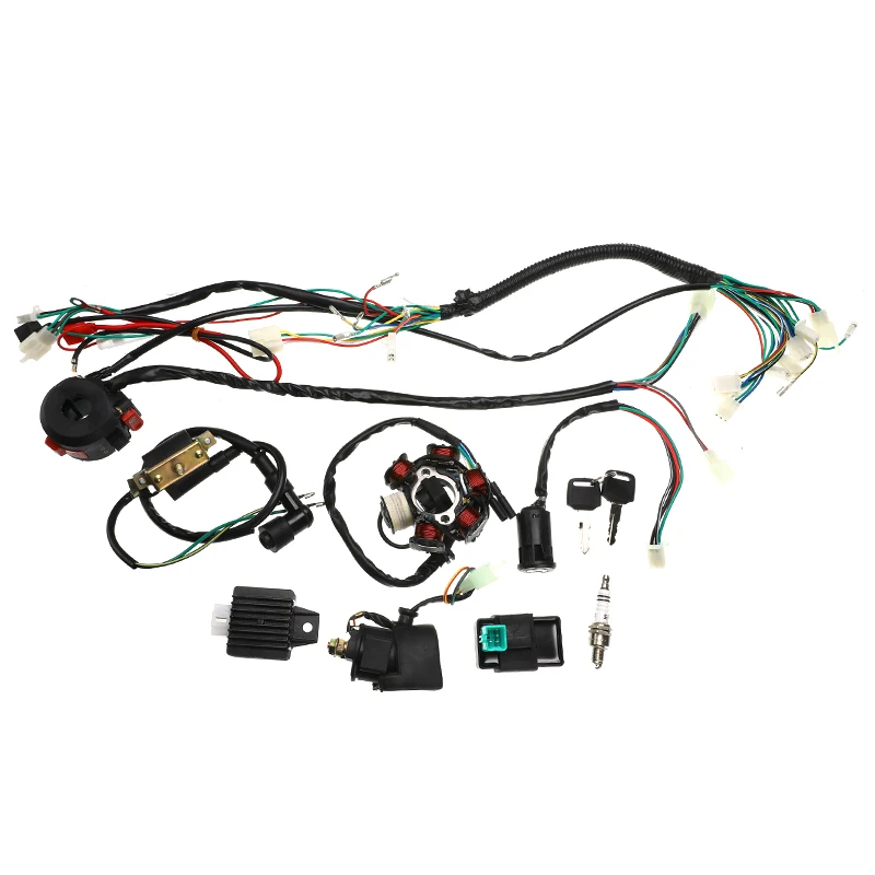 1 Set Motorcycle Ignition Universal Complete Electrics Wiring Harness CDI STATOR 6 Coil Pole Switch For ATV | Автомобили и