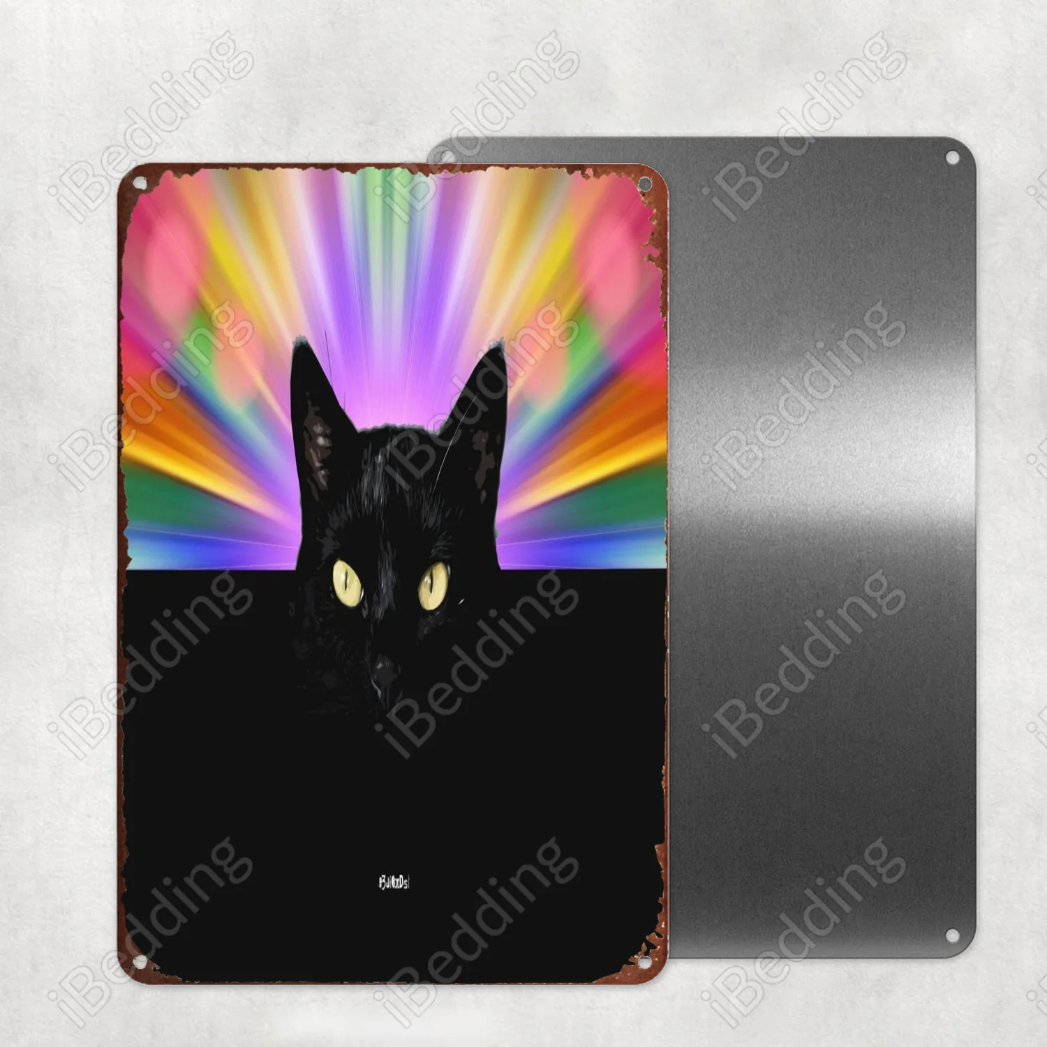 

Большая черная кошка, искусственная металлическая плитка, украшение для стен паба, клуба, железная живопись, декоративная пластина 20x30 см