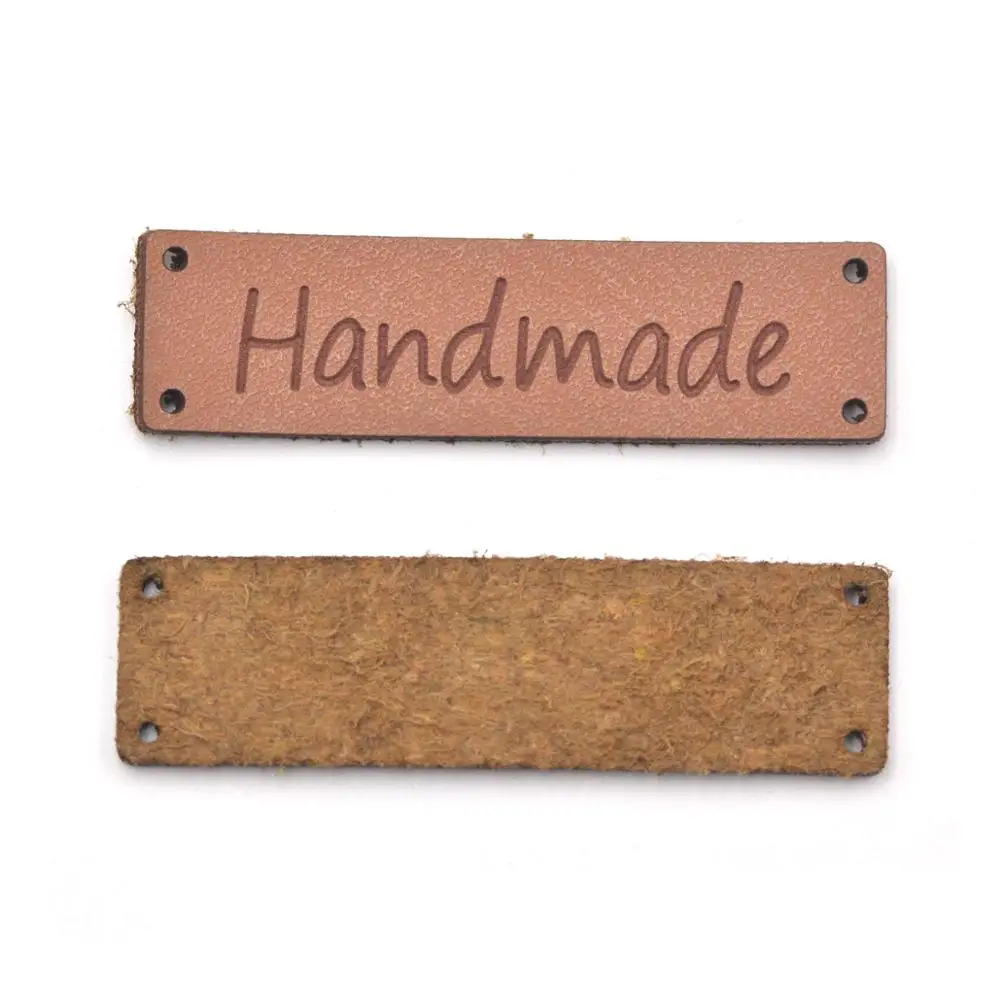 KALASO High Quality 20pcs Handmade Labels Clothes Garment Leather Labels Hand Made Tags Caps Bags Shoes DIY Sewing Supplies