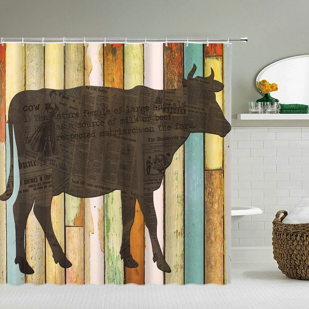

Retro Wood Grain Shower Curtains Fabric Old Geometry Bathroom Curtains 3D Shower Curtain With Hooks Bath Curtain Home Decor