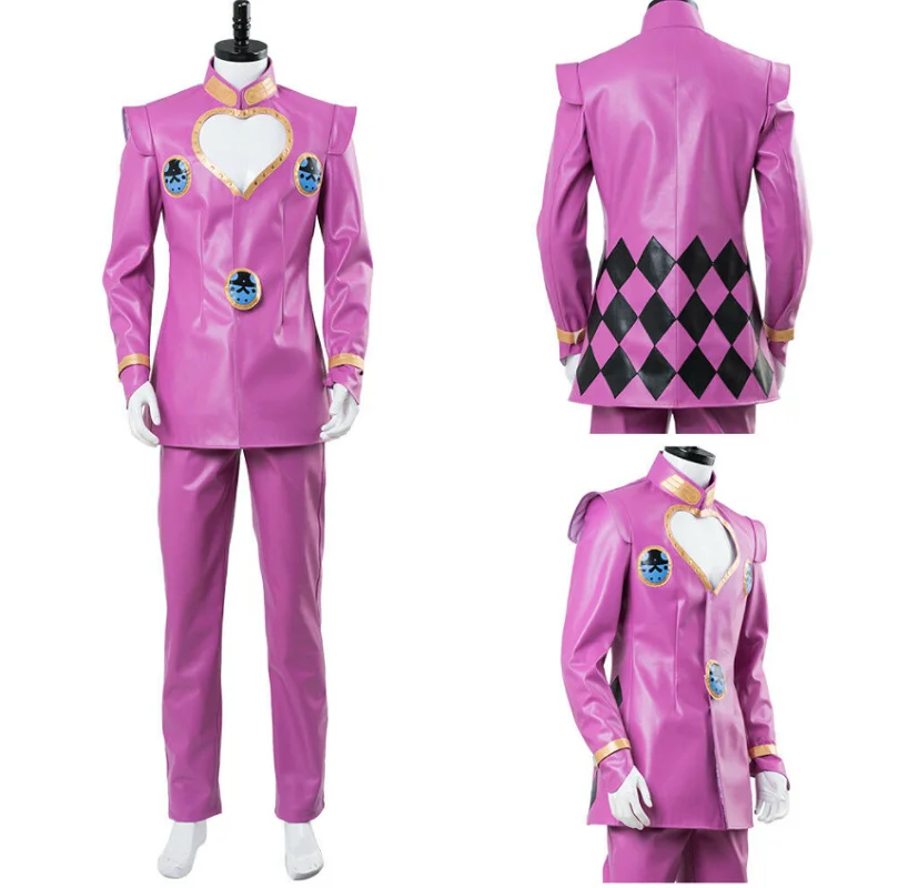 

Trendy golden Giorno Giovanna Cosplay clothing pink suit set