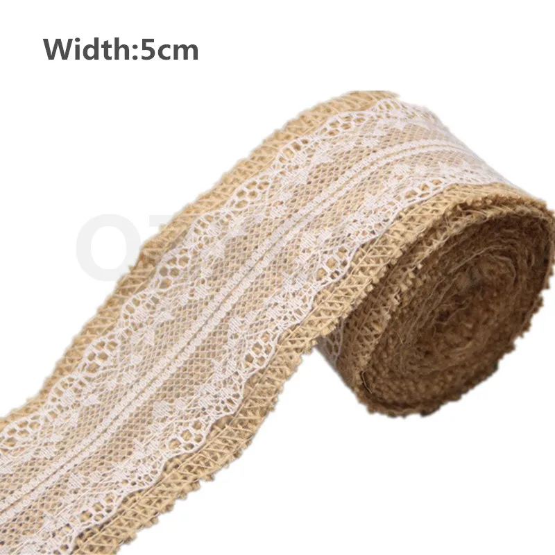 14 (5cm width ) Рождественский Декор, натуральная джутовая Мешковина, деревенская гессианская лента с кружевом шириной 5 см, украшение для свадебной вечеринки, кружевная отделка, сделай сам, AA7916 - Цвет: 14 (5cm width )