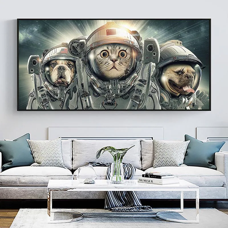 

Astronaut Cat Space Oil Painting Canvas Painting Posters And Prints Wall Pictures For Living Room Decoration