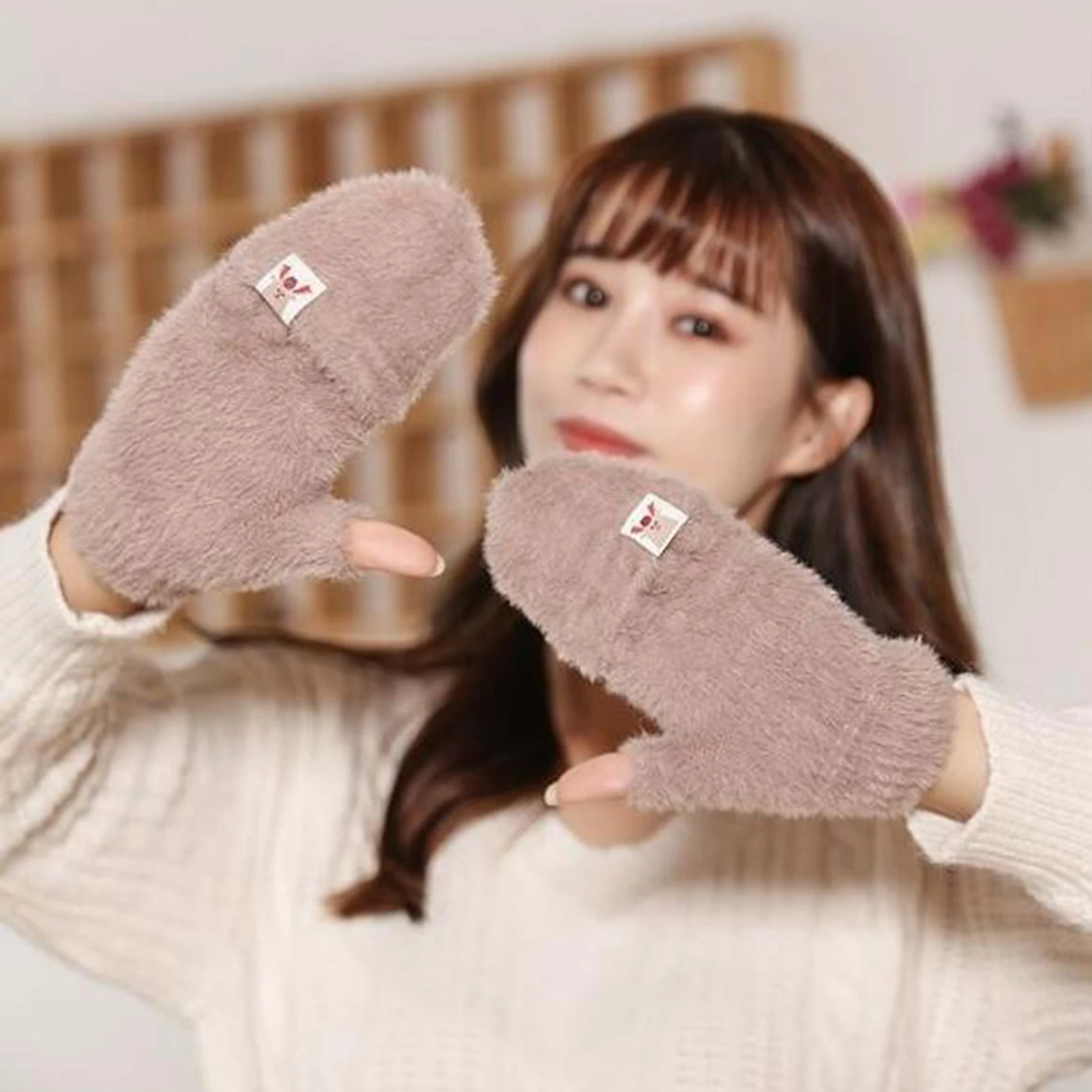 

Winter Women Warm Gloves Half Full Finger Mitten Outdoor Activities Hand Warmer