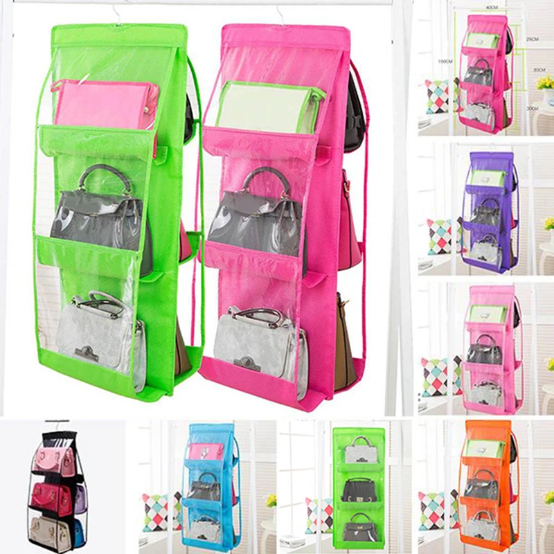 

Indoors Storage Bags Six Pockets Storage Case New Non-Woven Fabric Transparent Hanging Organizer Convenient Commodity Shelf