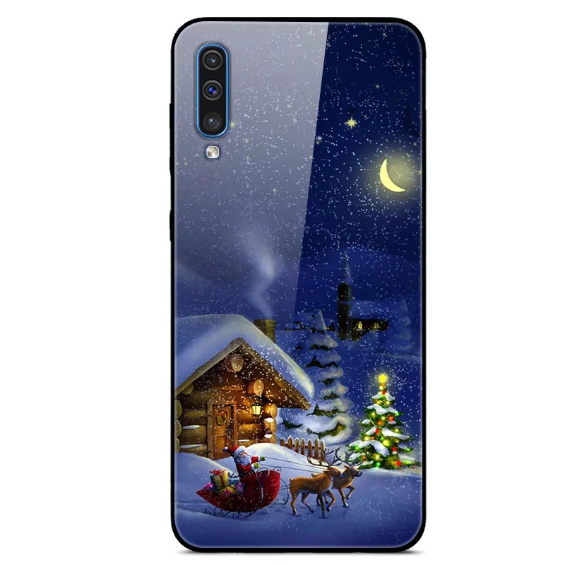 6," для samsung A50 чехол Роскошная стеклянная задняя крышка чехол для телефона для samsung Galaxy A50 A30s чехол A 50 мягкая рамка Рождество - Цвет: Picture 58