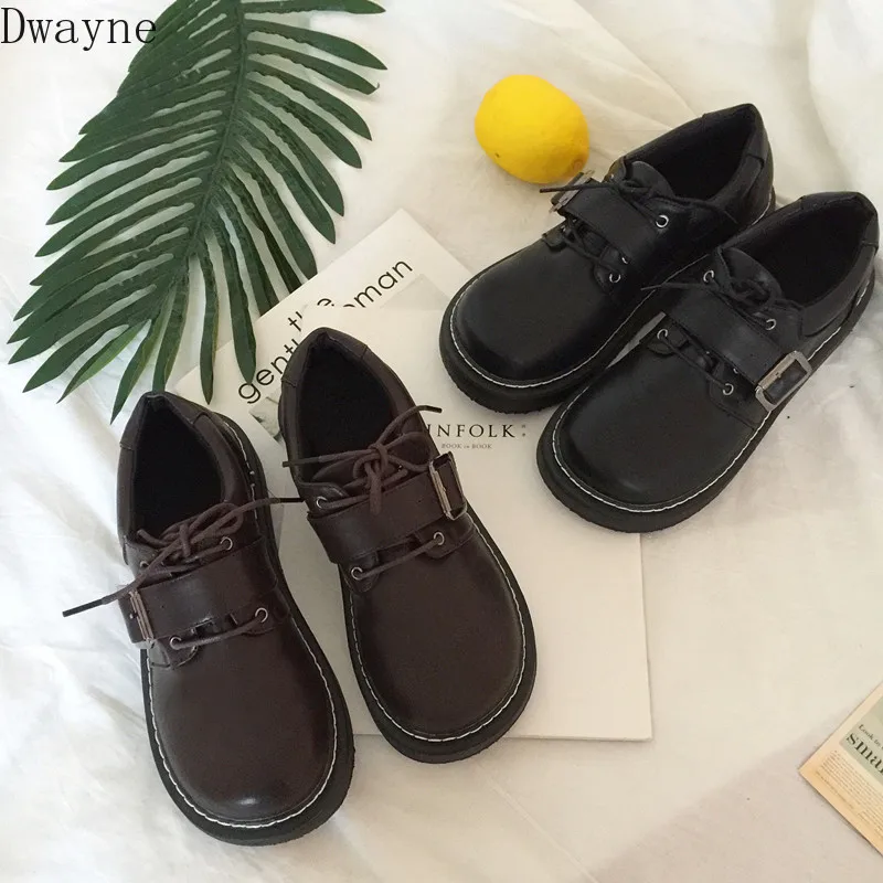 Модные оригинальные маленькие кожаные туфли студенческие корейские с большой