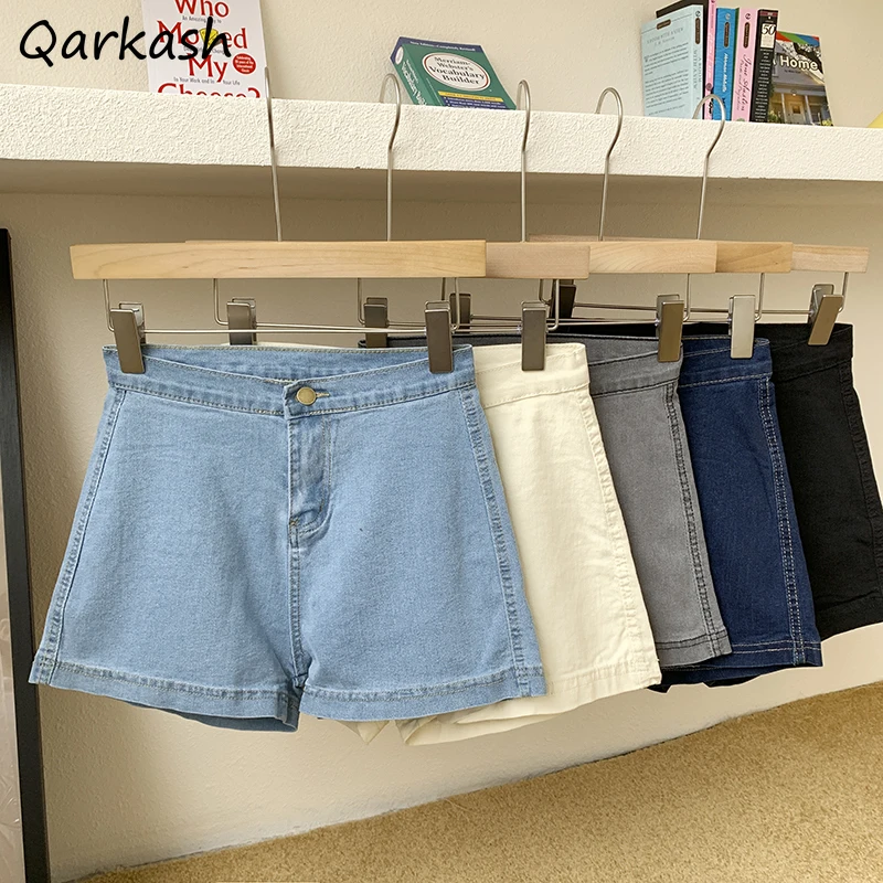 

Shorts Women New Summer Denim Casual Female Fit Simple Daily Workout Sexy Ins Stretchable Design Korean Style Solid Skinny Basic