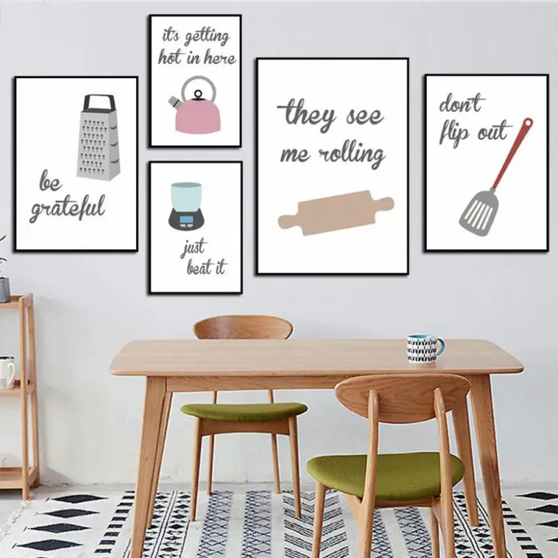 Мультяшная кухонная утварь Настенный декор модульные картины Картина на холсте