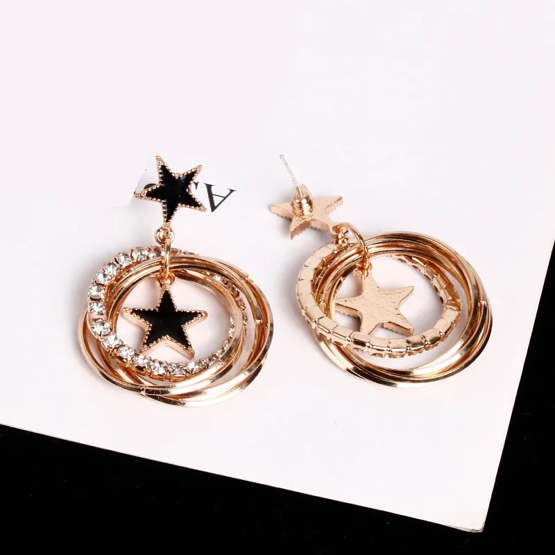 Модные Многослойные круги геометрический дизайн серьги-капли металлические