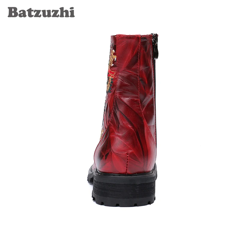 Batzuzhi Cool Boots Men Lace-up Genuine Leather Ankle Motorcycle Biker Combat Botas Hombre Black or Big Size 46