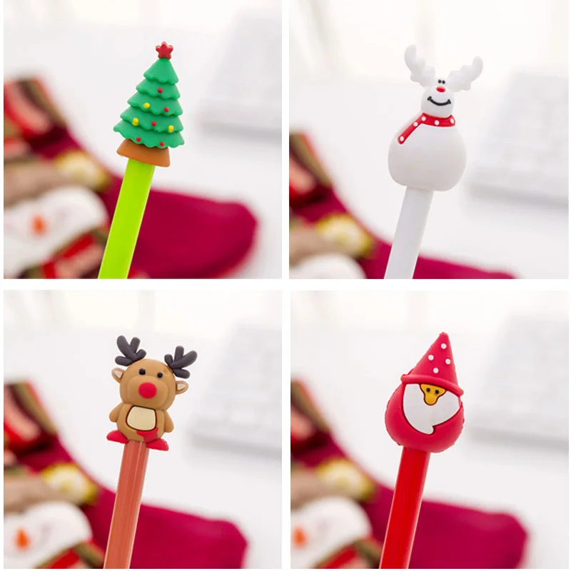 4 шт./лот милые кавайные гелевые ручки с Санта Клаусом креативная Рождественская