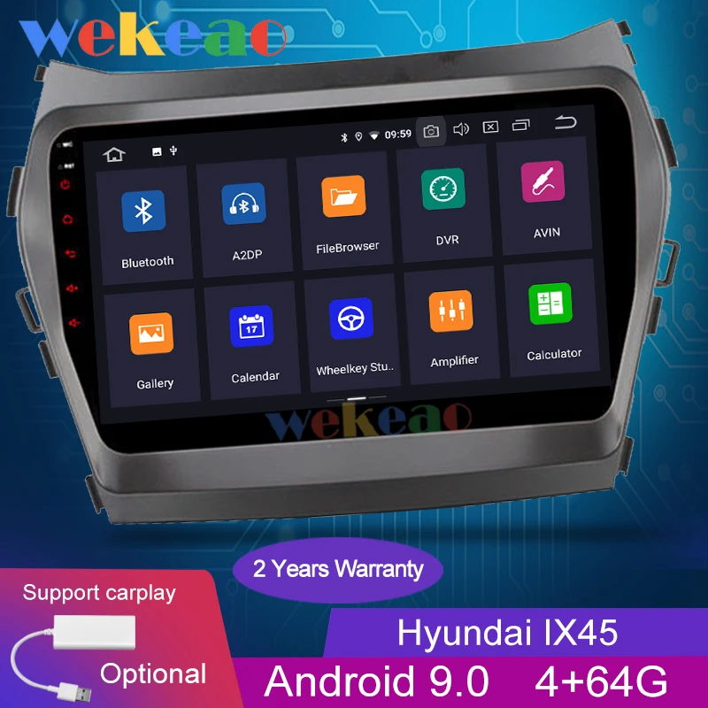 Wekeao сенсорный экран 9 'ƇDin Android 0 автомобильное радио Automotivo для Hyundai IX45 Santa Fe авто