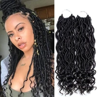 goddess hair ombre faux locs crochet hair with curly end straight faux locs crochet braids hair synthetic hair extensions 18inch