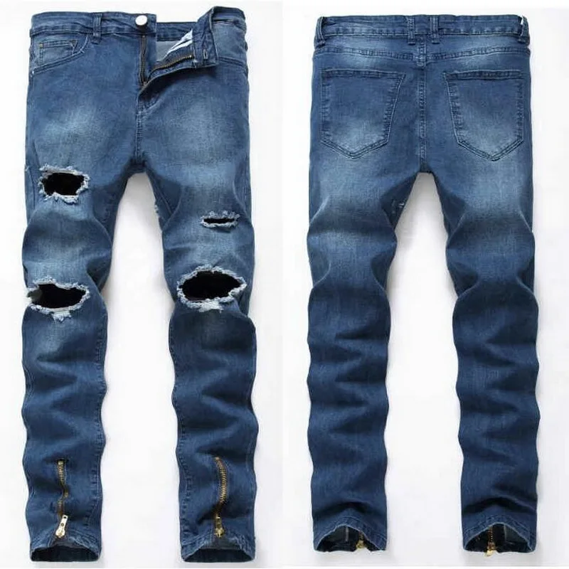 Jeans Men Patchwork Jeans Straight Leg Skinny Jeans Men Punk Pants Male Streetwear Denim Pants Mens Clothing