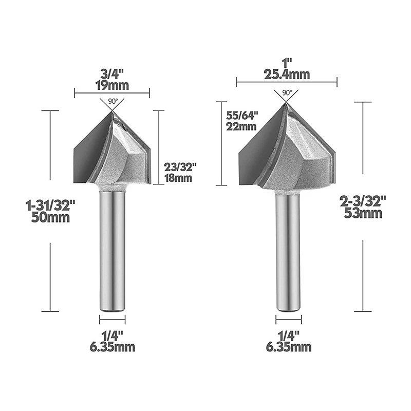 4Pcs 90-Degree V Groove Router Bit Titanium Coated Carbide-Tipped 2-Flute Cnc Engraving Woodworking Chamfer Bevel Cutter 1 | Инструменты