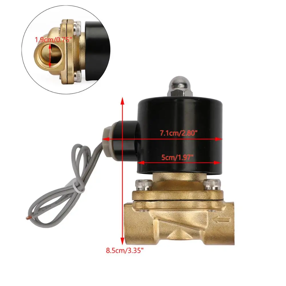 

Artudatech AC 220V / DC 12 V 24V Electric Solenoid Valve Water Air 1/2" Brass Normal Closed N/C
