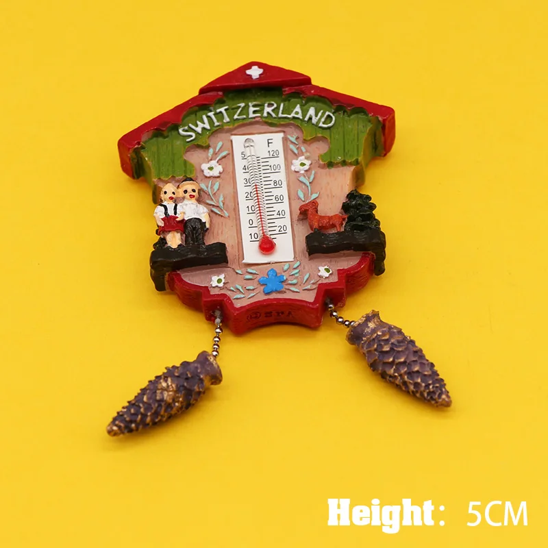 Swiss thermometer Швейцарские Овцы магниты на холодильник ручной работы 3D украшения для кухни швейцарские туристические сувениры coogoo муляж колокольчика магниты творческие подарки ручная роспись туристические швейцарские сувениры роспись наклейка на холодильник украшение дома - Цвет: Swiss thermometer