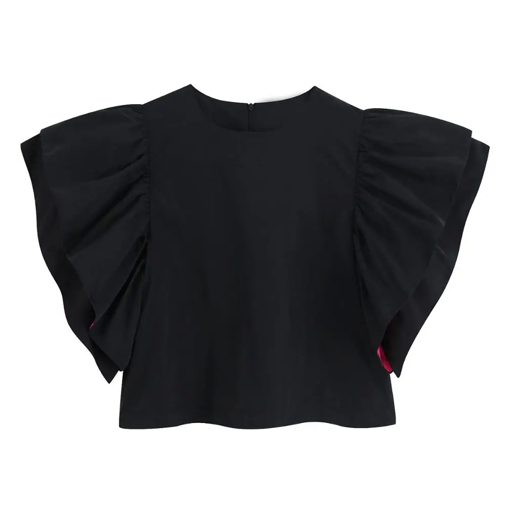 Женская Элегантная блузка с коротким рукавом свободная двухслойная пышными