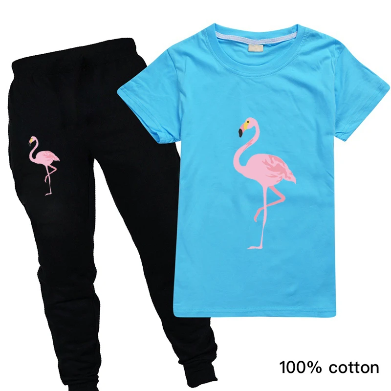

Toddler Girl Summer Clothes Sets Cotton Boys Halloween Kawaii Flamingo Boutique Baby Outfit Set Tracksuit